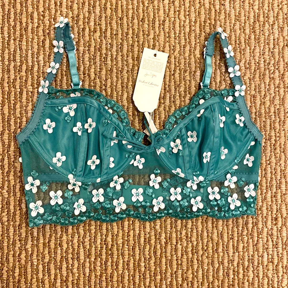 For Love & Lemons daisy embroidered bra